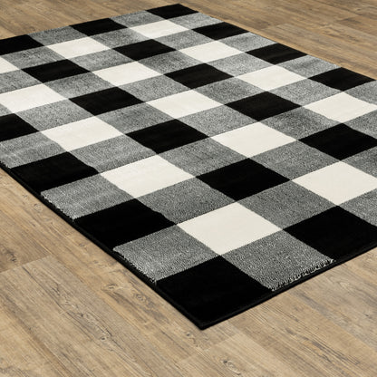 Georgia Geometric Black/ Ivory Cut Pile Rug