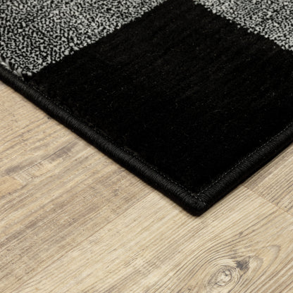 Georgia Geometric Black/ Ivory Cut Pile Rug
