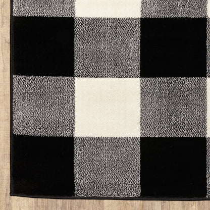Georgia Geometric Black/ Ivory Cut Pile Rug