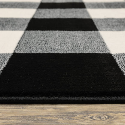 Georgia Geometric Black/ Ivory Cut Pile Rug