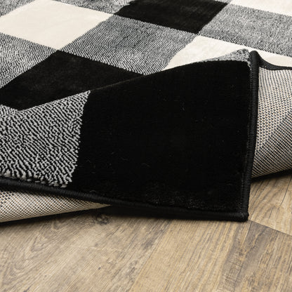 Georgia Geometric Black/ Ivory Cut Pile Rug