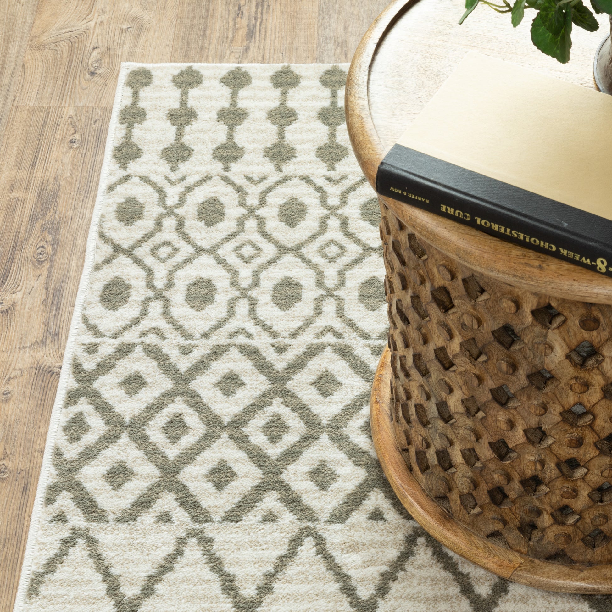 Georgia Southwest/Lodge Ivory/ Grey Tribal Cut Pile Rug