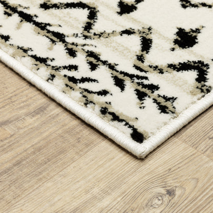 Georgia Tribal Ivory/ Black Distressed Cut Pile Rug