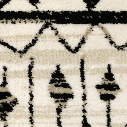 Georgia Tribal Ivory/ Black Distressed Cut Pile Rug