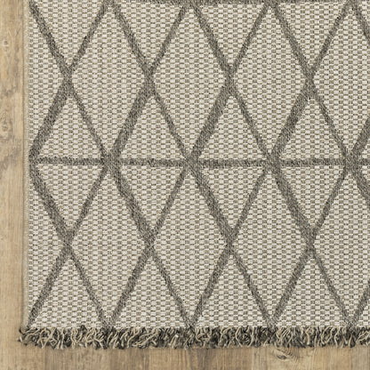 Gillian Lattice Beige/ Black Geometric Flat Weave Rug