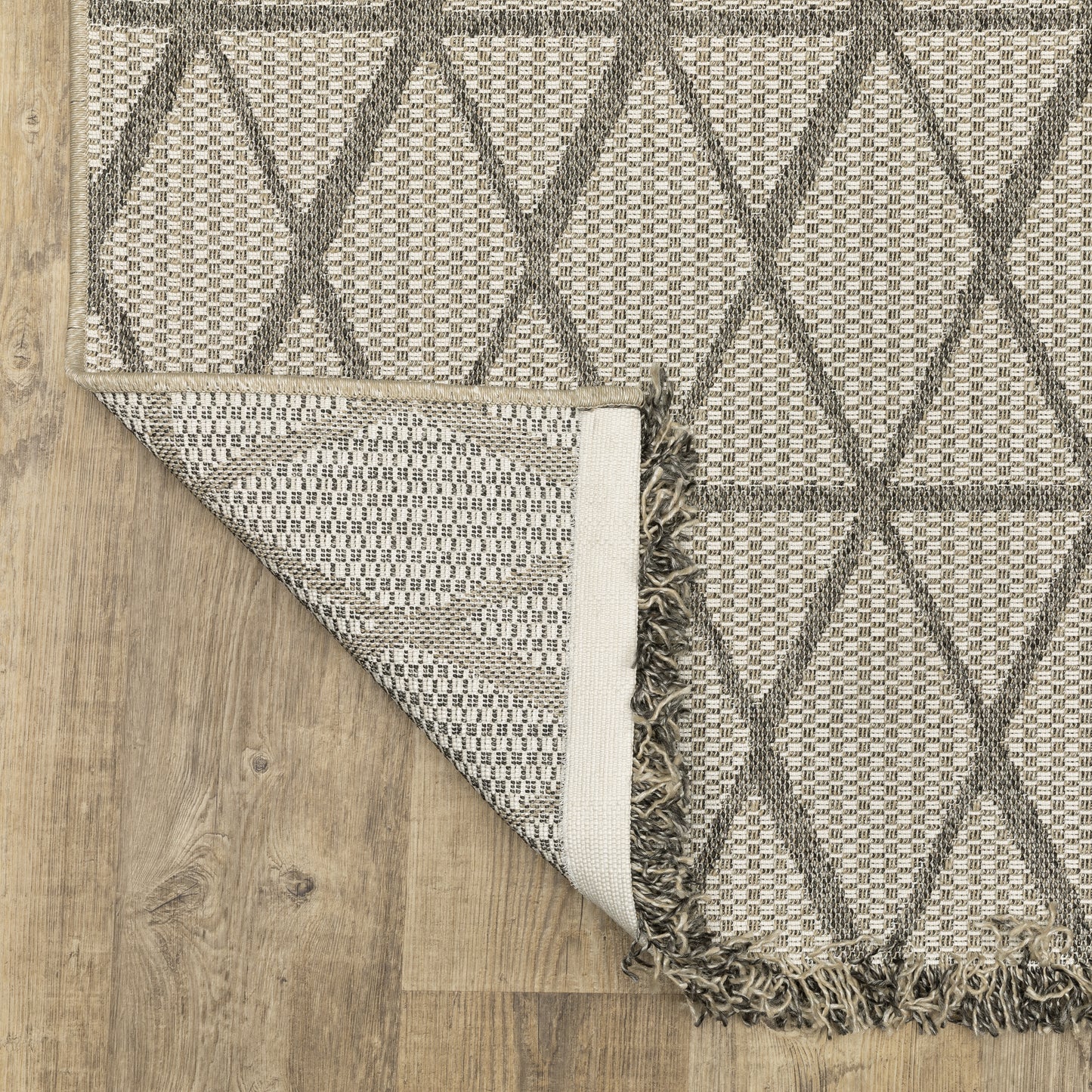 Gillian Lattice Beige/ Black Geometric Flat Weave Rug