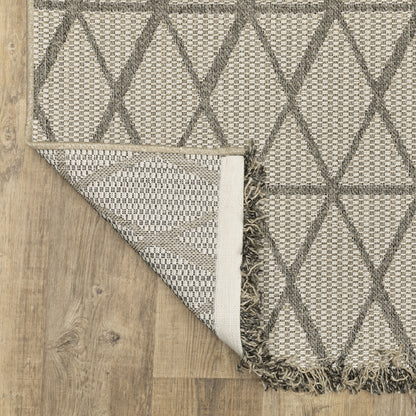 Gillian Lattice Beige/ Black Geometric Flat Weave Rug