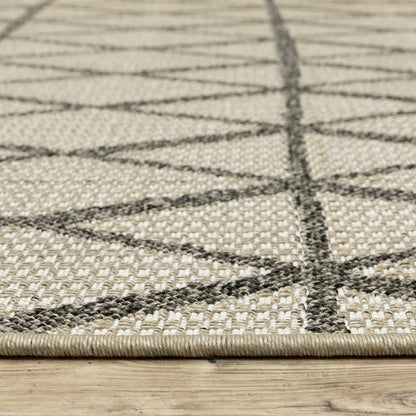 Gillian Lattice Beige/ Black Geometric Flat Weave Rug