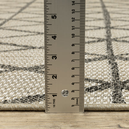 Gillian Lattice Beige/ Black Geometric Flat Weave Rug
