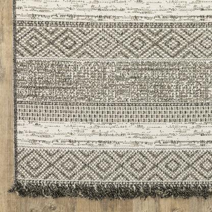 Gillian Stripe Beige/ Black Geometric Flat Weave Rug