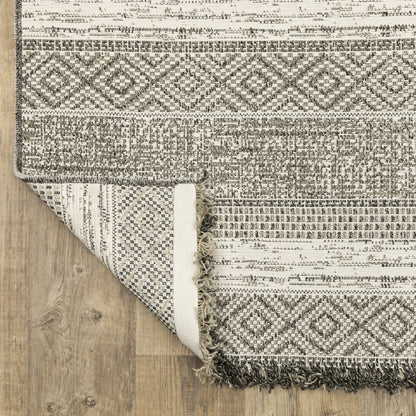 Gillian Stripe Beige/ Black Geometric Flat Weave Rug