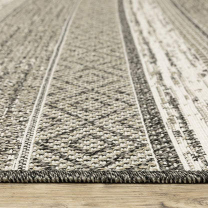 Gillian Stripe Beige/ Black Geometric Flat Weave Rug
