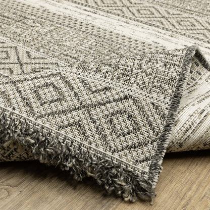 Gillian Stripe Beige/ Black Geometric Flat Weave Rug
