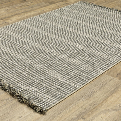 Gillian Stripe Beige/ Black Geometric Flat Weave Rug