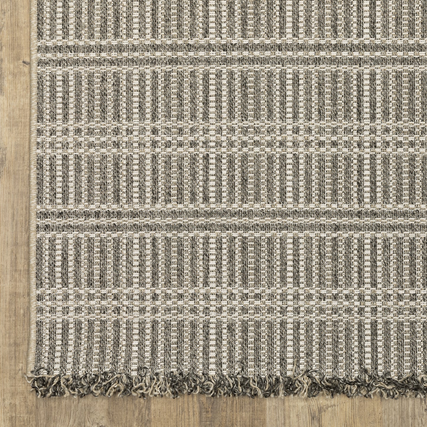 Gillian Stripe Beige/ Black Geometric Flat Weave Rug