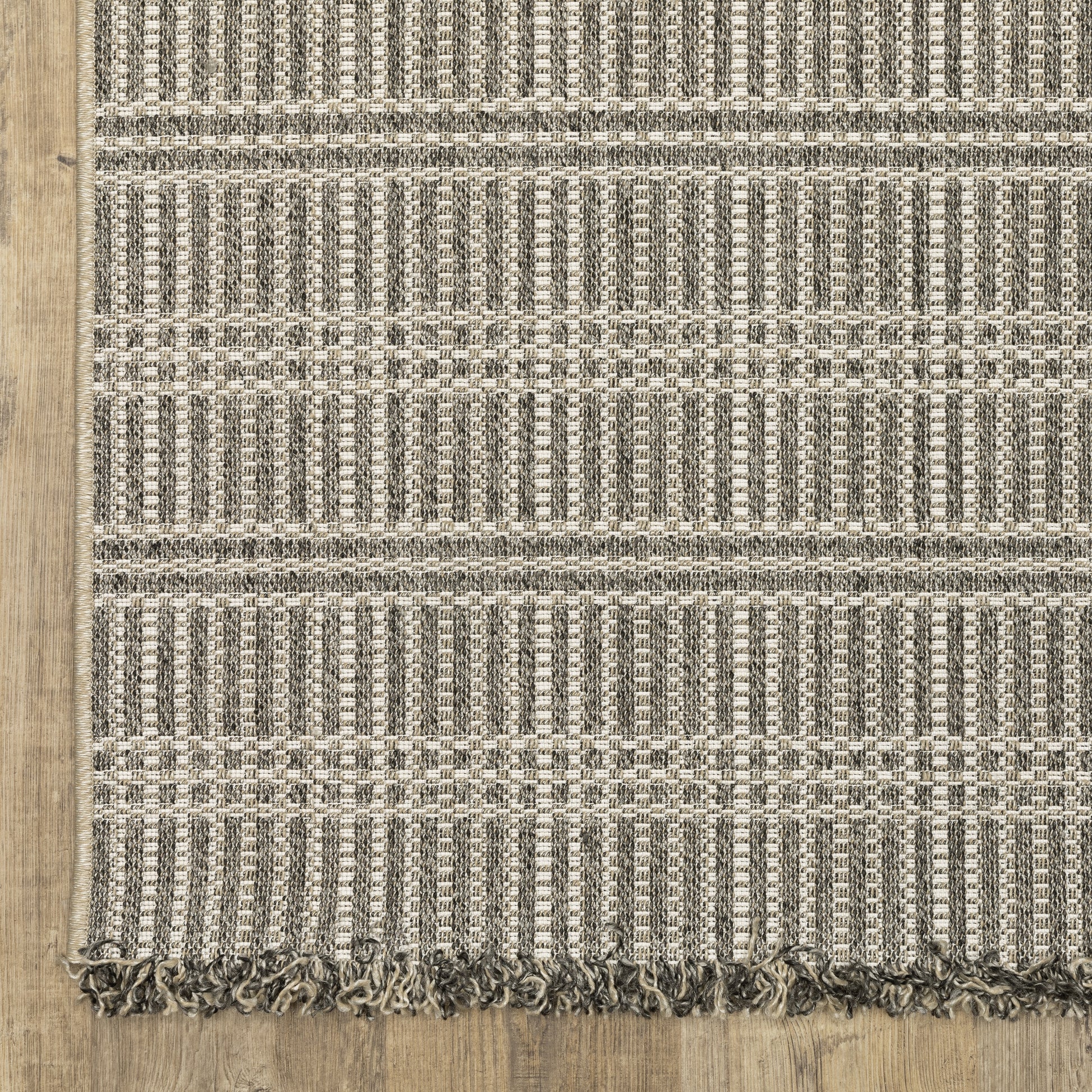 Gillian Stripe Beige/ Black Geometric Flat Weave Rug
