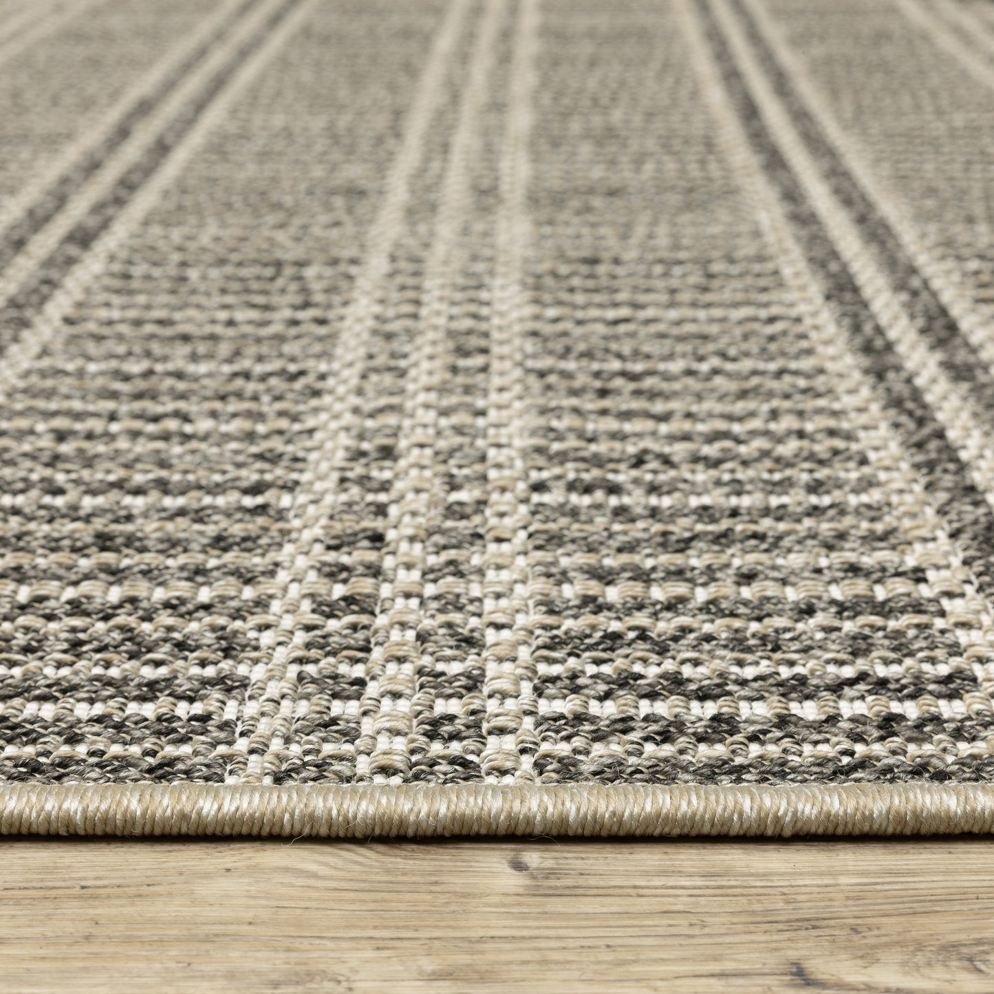 Gillian Stripe Beige/ Black Geometric Flat Weave Rug