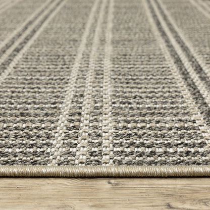 Gillian Stripe Beige/ Black Geometric Flat Weave Rug