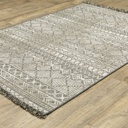 Gillian Stripe Beige/ Black Distressed Flat Weave Rug