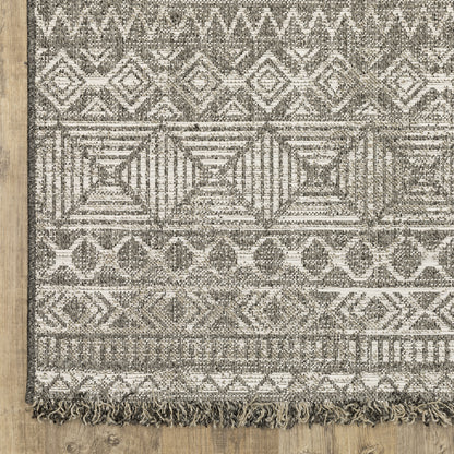 Gillian Stripe Beige/ Black Distressed Flat Weave Rug