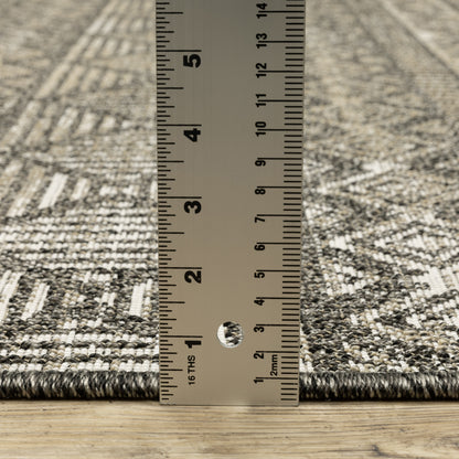Gillian Stripe Beige/ Black Distressed Flat Weave Rug