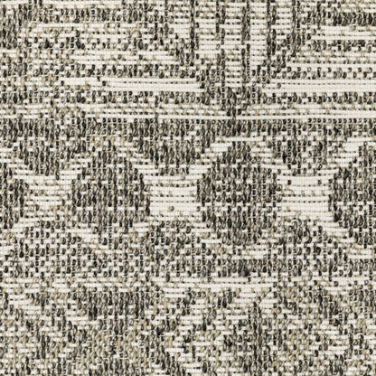 Gillian Stripe Beige/ Black Distressed Flat Weave Rug