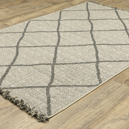 Gillian Lattice Beige/ Black Geometric Flat Weave Rug