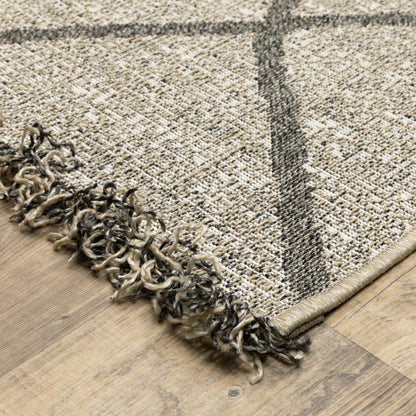 Gillian Lattice Beige/ Black Geometric Flat Weave Rug