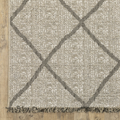 Gillian Lattice Beige/ Black Geometric Flat Weave Rug