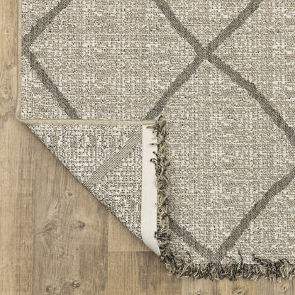Gillian Lattice Beige/ Black Geometric Flat Weave Rug