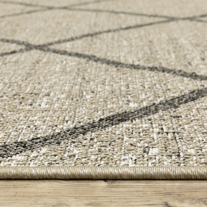 Gillian Lattice Beige/ Black Geometric Flat Weave Rug