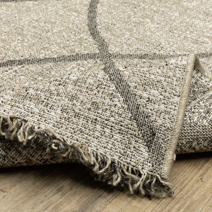 Gillian Lattice Beige/ Black Geometric Flat Weave Rug