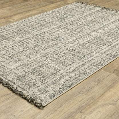 Gillian Distressed Beige/ Black Solid Flat Weave Rug