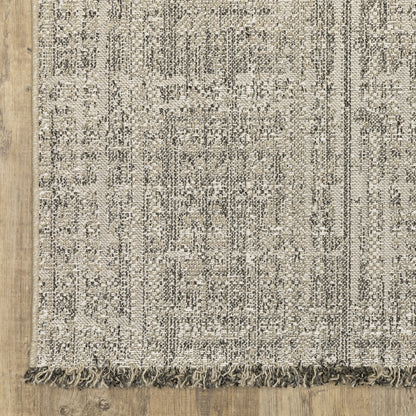 Gillian Distressed Beige/ Black Solid Flat Weave Rug
