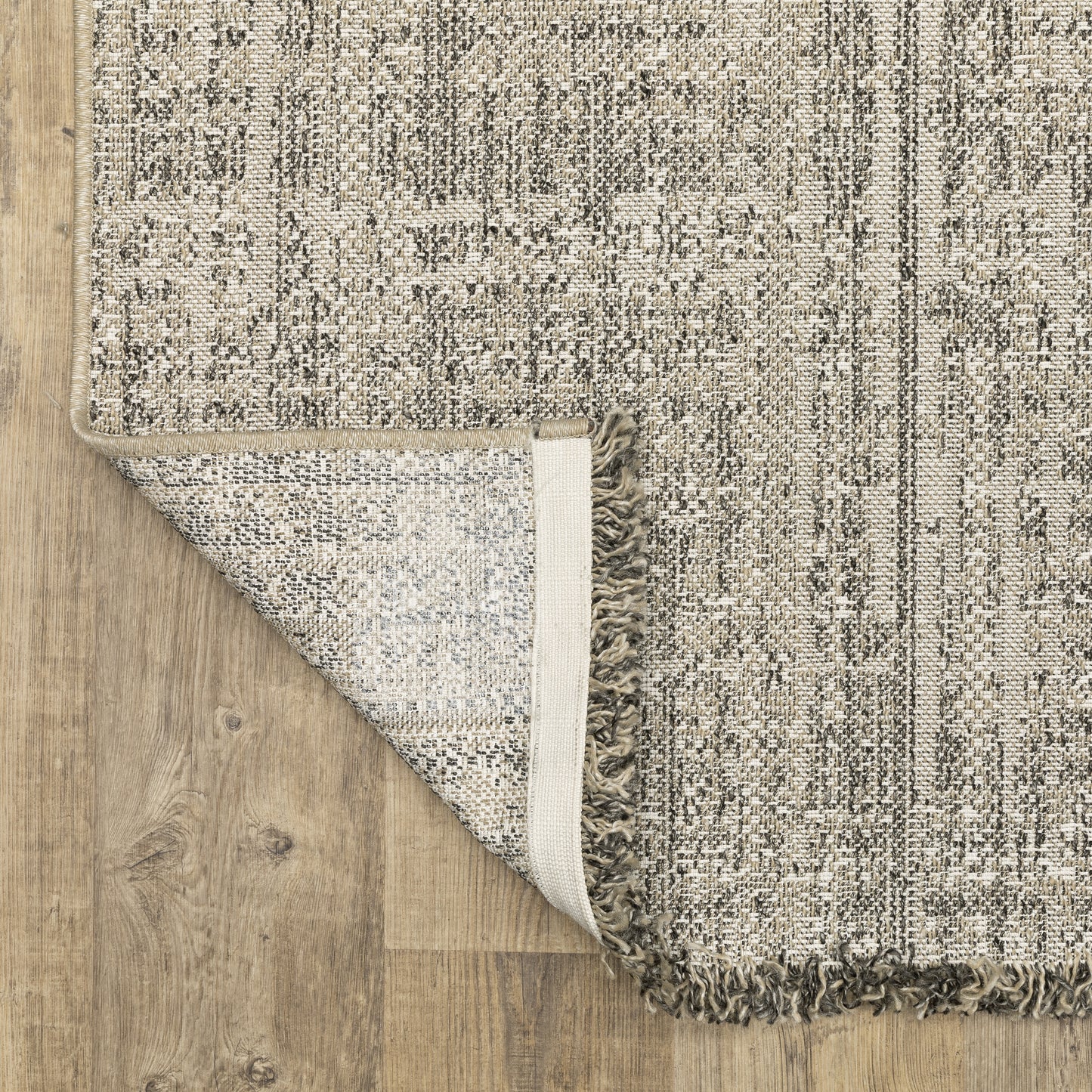 Gillian Distressed Beige/ Black Solid Flat Weave Rug