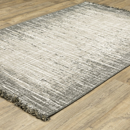 Gillian Distressed Beige/ Black Border Flat Weave Rug