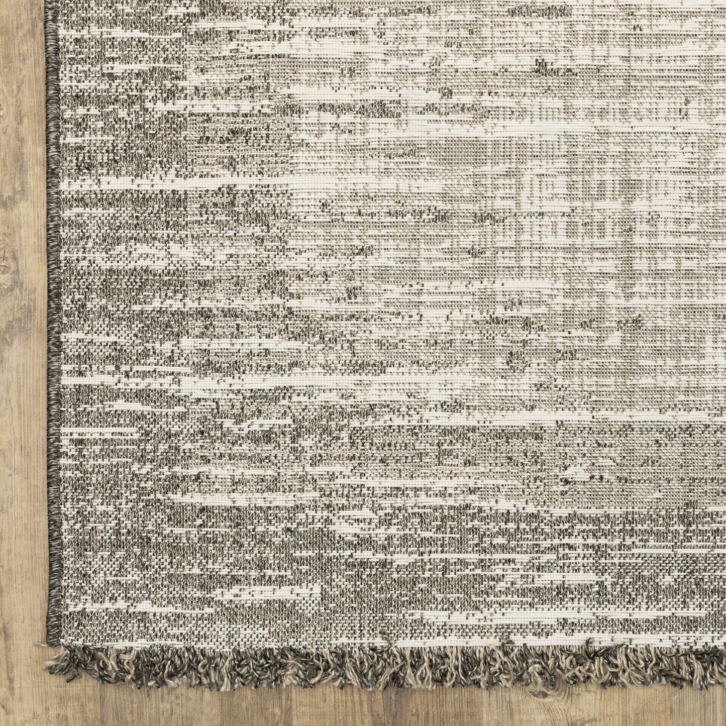 Gillian Distressed Beige/ Black Border Flat Weave Rug
