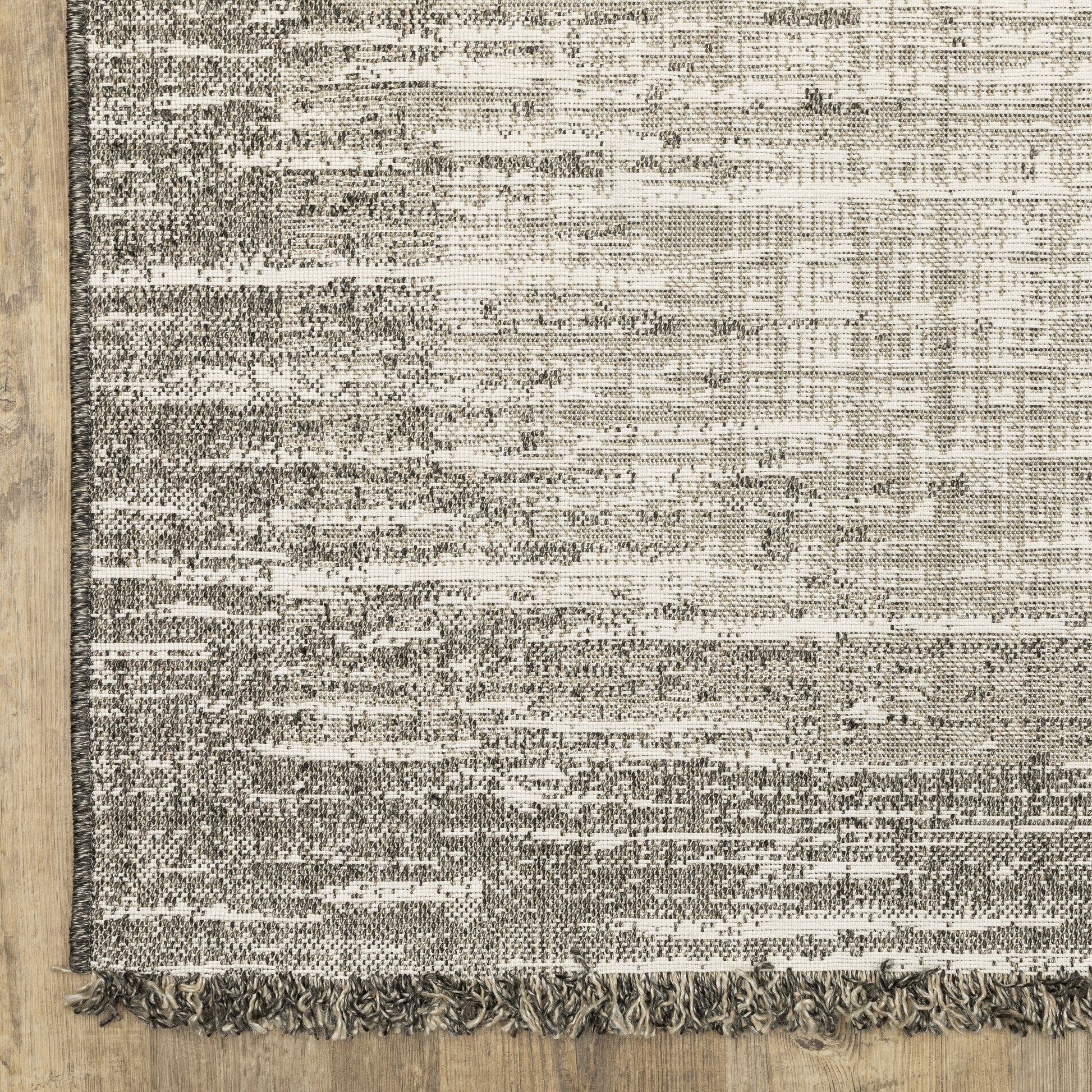 Gillian Distressed Beige/ Black Border Flat Weave Rug