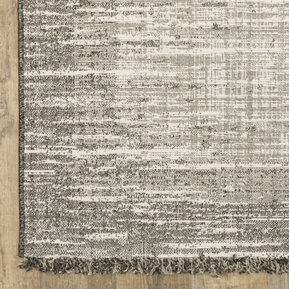 Gillian Distressed Beige/ Black Border Flat Weave Rug