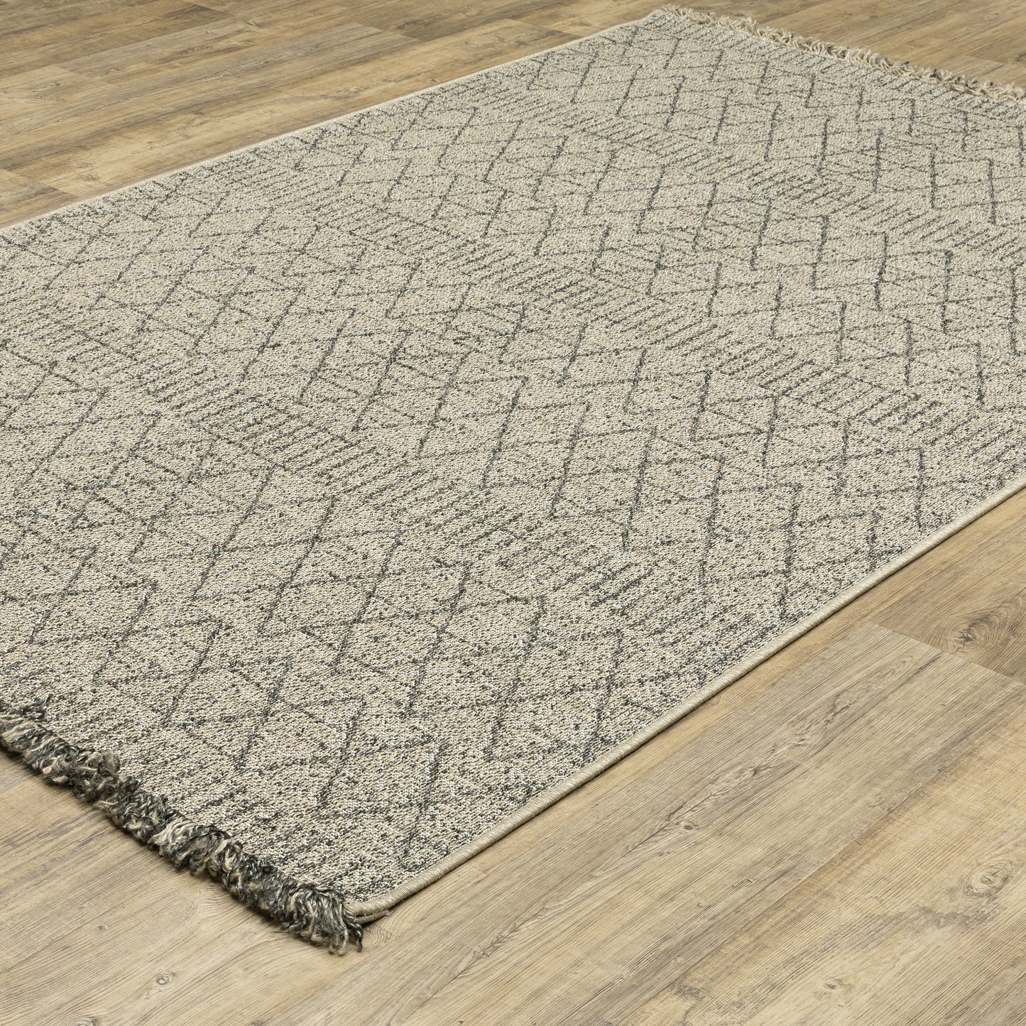 Gillian Stripe Beige/ Black Geometric Flat Weave Rug