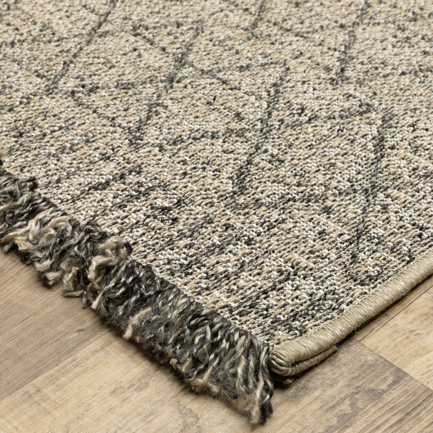 Gillian Stripe Beige/ Black Geometric Flat Weave Rug