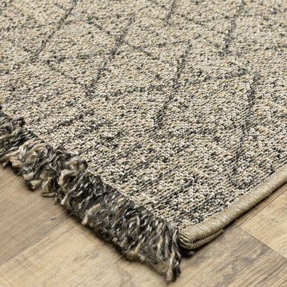 Gillian Stripe Beige/ Black Geometric Flat Weave Rug