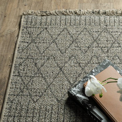 Gillian Stripe Beige/ Black Geometric Flat Weave Rug