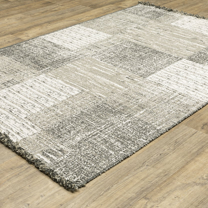 Gillian Distressed Beige/ Black Geometric Flat Weave Rug