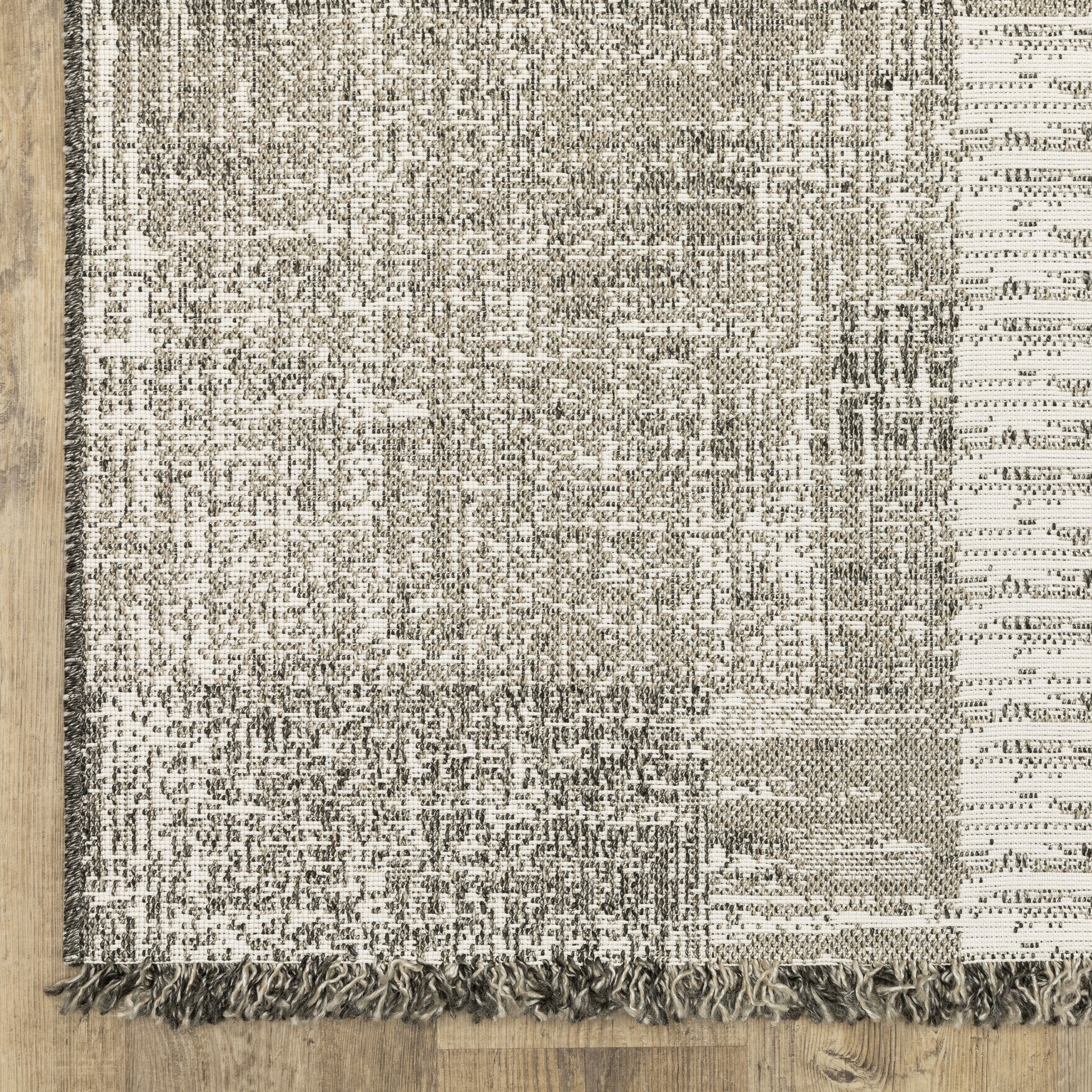 Gillian Distressed Beige/ Black Geometric Flat Weave Rug