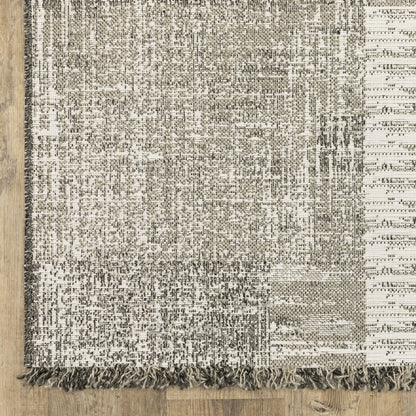 Gillian Distressed Beige/ Black Geometric Flat Weave Rug
