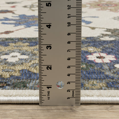 Hastings Floral Ivory/ Blue Cut Pile Rug