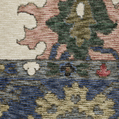 Hastings Floral Ivory/ Blue Cut Pile Rug