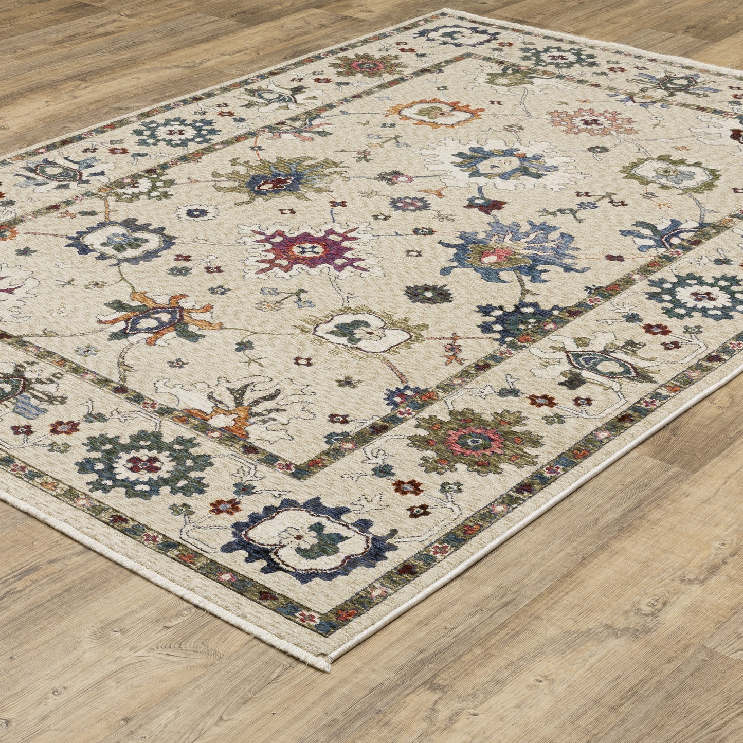 Hastings Floral Ivory/ Multi Cut Pile Rug