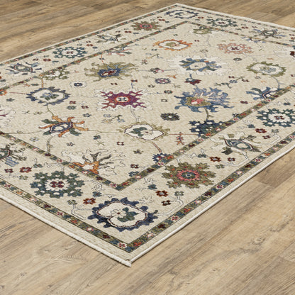 Hastings Floral Ivory/ Multi Cut Pile Rug